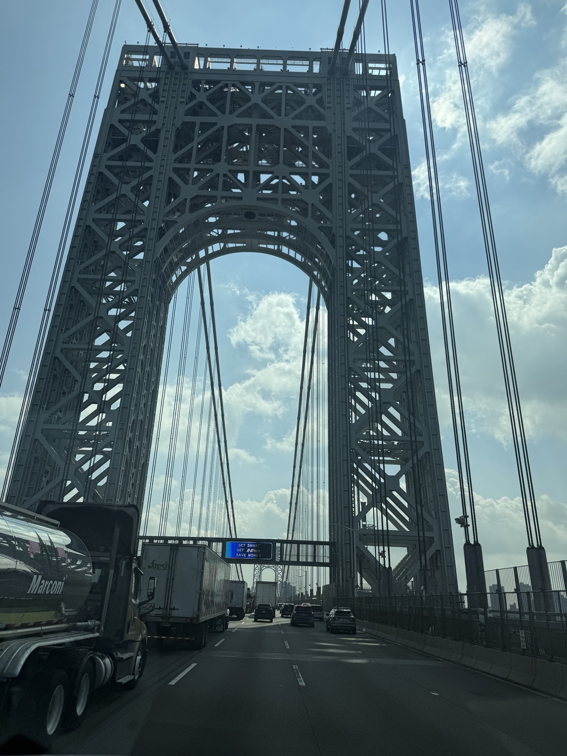 A view from the road crossing the George Washington Bridge